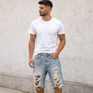 Levis heavy ripped denim shorts